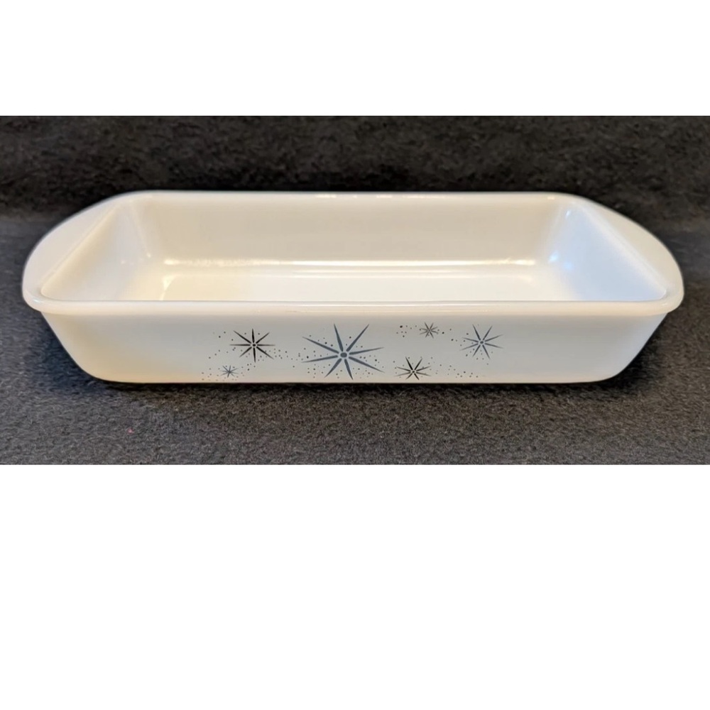 Mid Century Modern Vintage McKee Glassbake Atomic Starburst 10” Casserole Dish